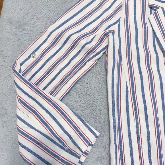 BERSHKA Woman’s Summer Blazer Linen Pinstripe Preppy lightweight Casual SMALL - Picture 3 of 4